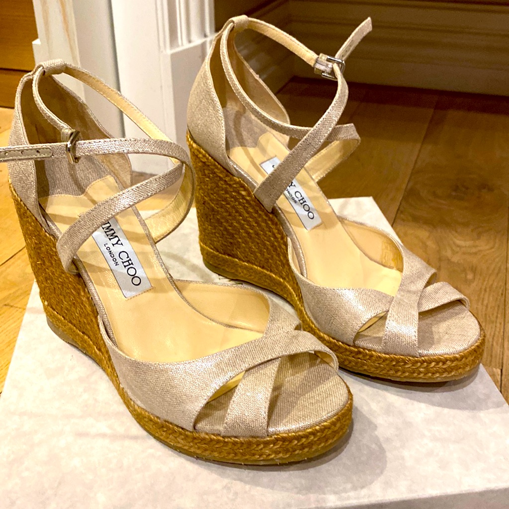 Jimmy Choo Silver Espadrilles Size 10.5 But Runs Small And Fits A 9